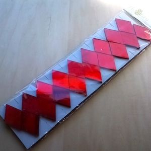 2/$20 Glass Mirror Garland 108" Long - Red Diamond & Green Square
